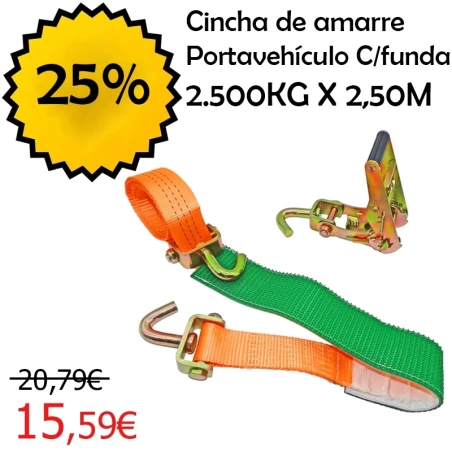 Conjunto Portavehículos con Funda 2.500 kg x 2,50 m Naranja · 2024