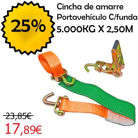 Conjunto Portavehículos con Funda 5.000 kg x 2,50 m Naranja · 2024