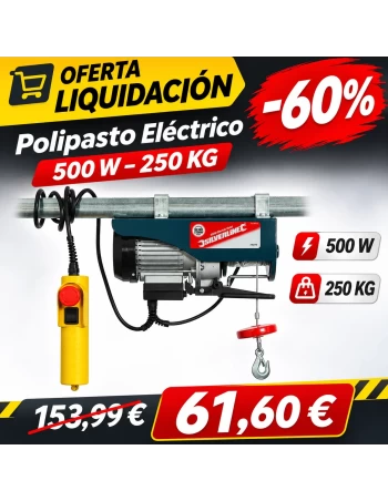 Comprar Polipasto Eléctrico 250 kg – Elevación hasta 5,50 m – 500 W | Liquidación -60% por 24.6384 en cintatex.es