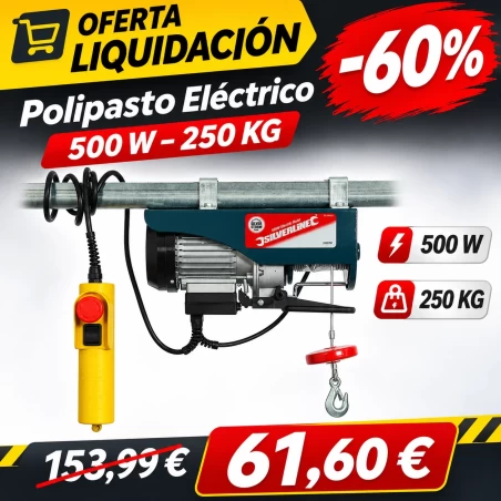 Comprar Polipasto Eléctrico 250 kg – Elevación hasta 5,50 m – 500 W | Liquidación -60% por 24.6384 en cintatex.es