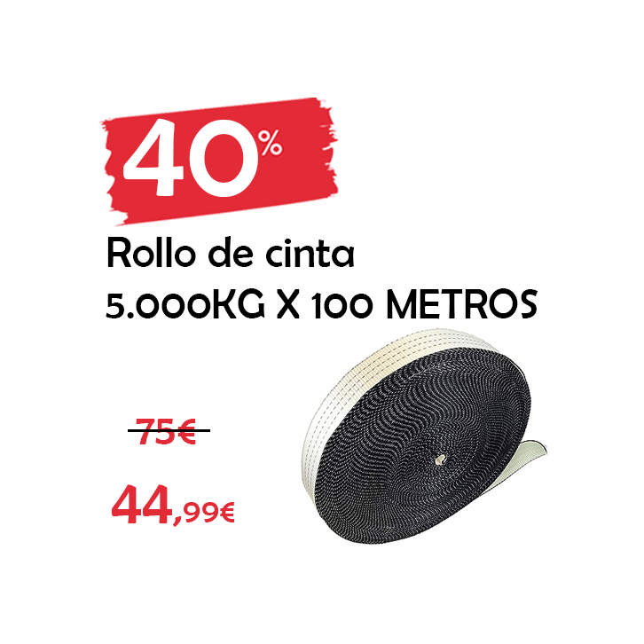 Rollo de amarre para 5.000KG 3 Rayas negras - Ancho 50MM - Blanco